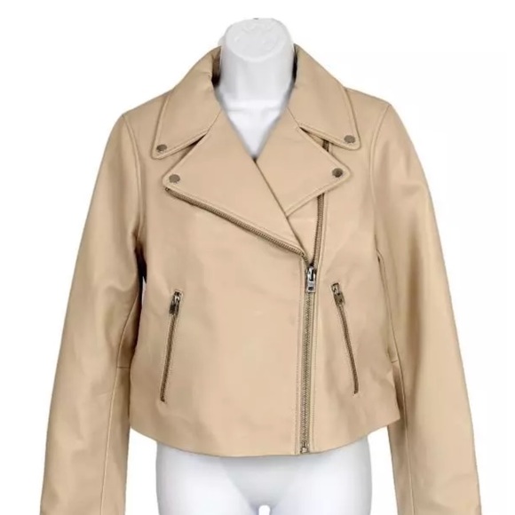 J Crew Collection Leather Motorcycle Jacket NEW - Picture 2 of 4